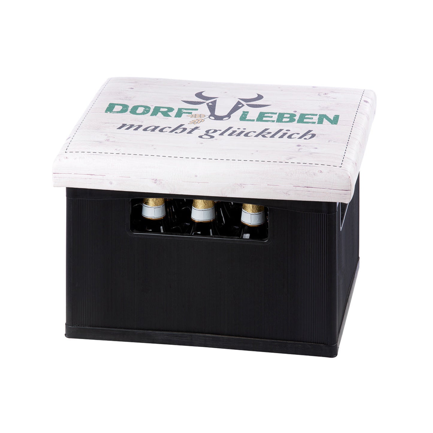 Sitzpolster für Getränkekisten "Dorfleben macht glücklich" von Gilde Dorf Geschenk für Dorfbewohner liebevolles Geschenk Dorf Bierkiste