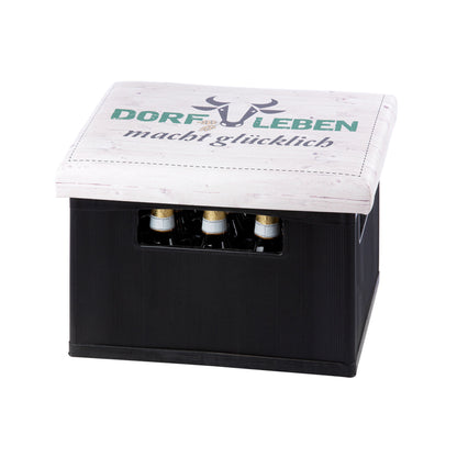 Sitzpolster für Getränkekisten "Dorfleben macht glücklich" von Gilde Dorf Geschenk für Dorfbewohner liebevolles Geschenk Dorf Bierkiste