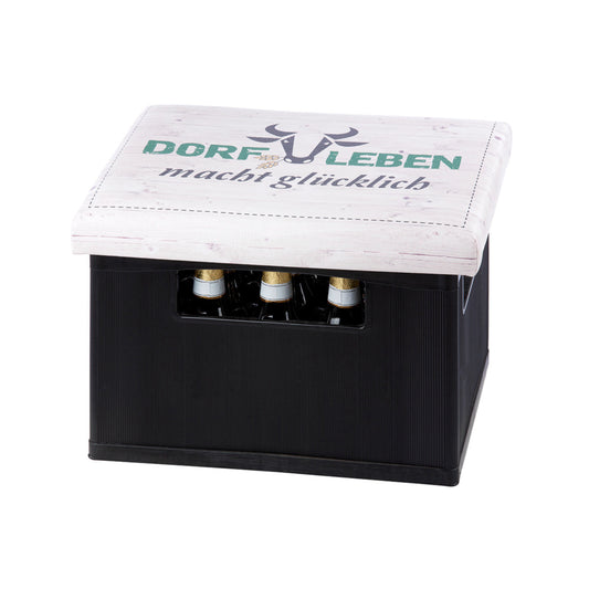 Sitzpolster für Getränkekisten "Dorfleben macht glücklich" von Gilde Dorf Geschenk für Dorfbewohner liebevolles Geschenk Dorf Bierkiste