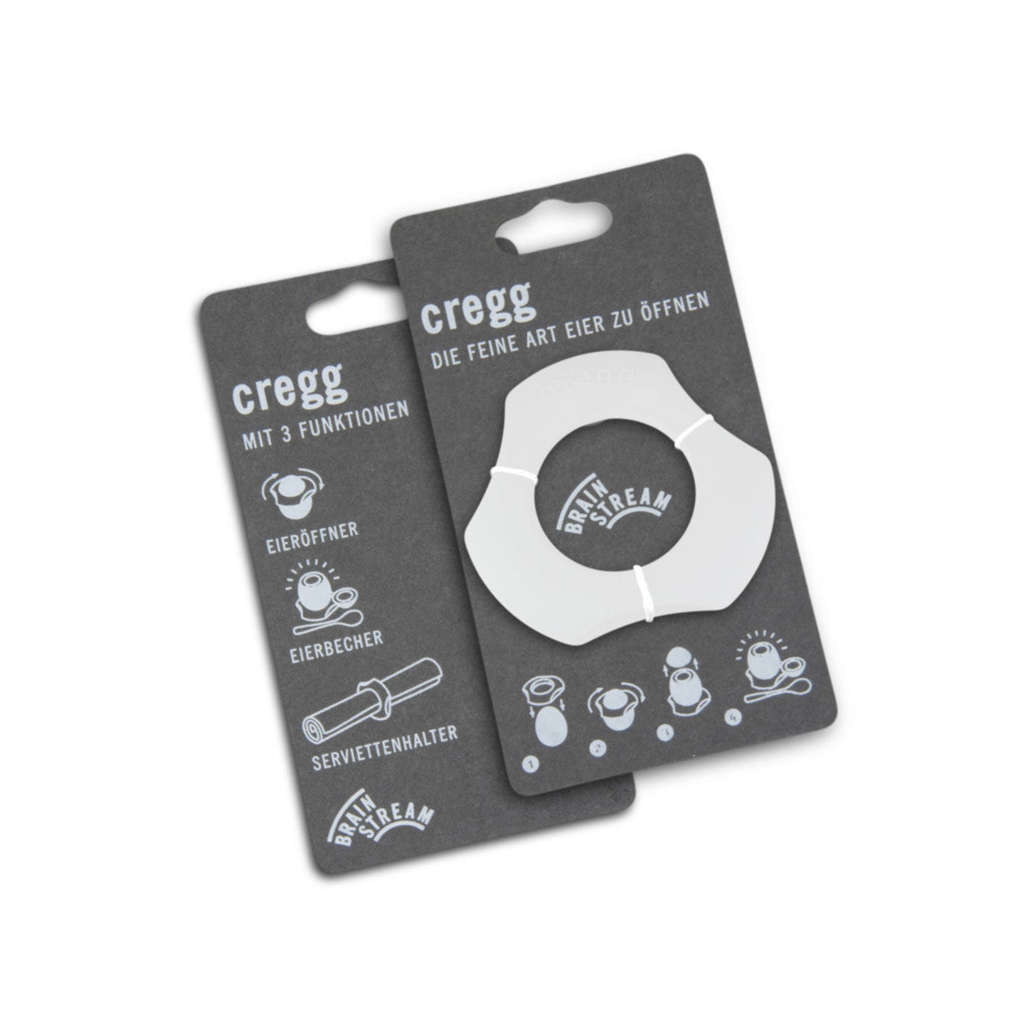 cregg in Weiß - Die feine Art Eier zu öffnen Eieröffner / Eierbecher / Serviettenhalter von Brainstream