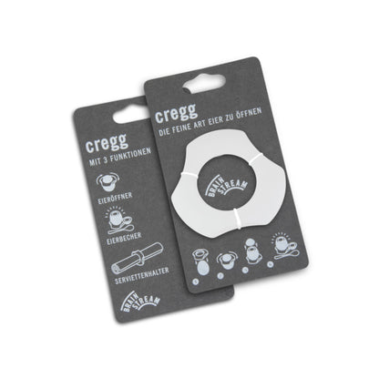 cregg in Weiß - Die feine Art Eier zu öffnen Eieröffner / Eierbecher / Serviettenhalter von Brainstream
