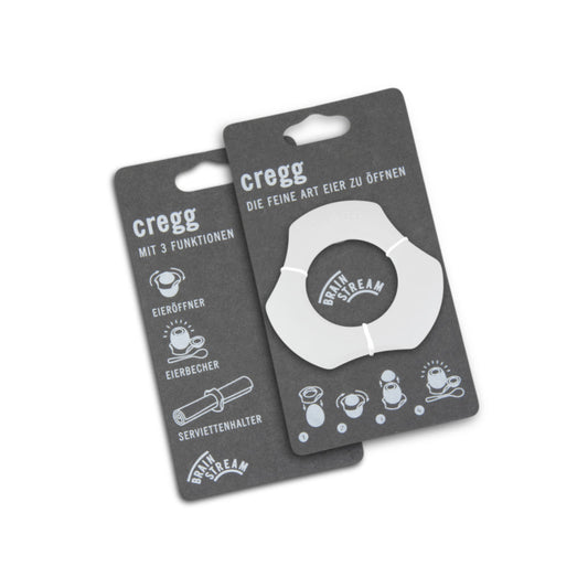 cregg in Weiß - Die feine Art Eier zu öffnen Eieröffner / Eierbecher / Serviettenhalter von Brainstream