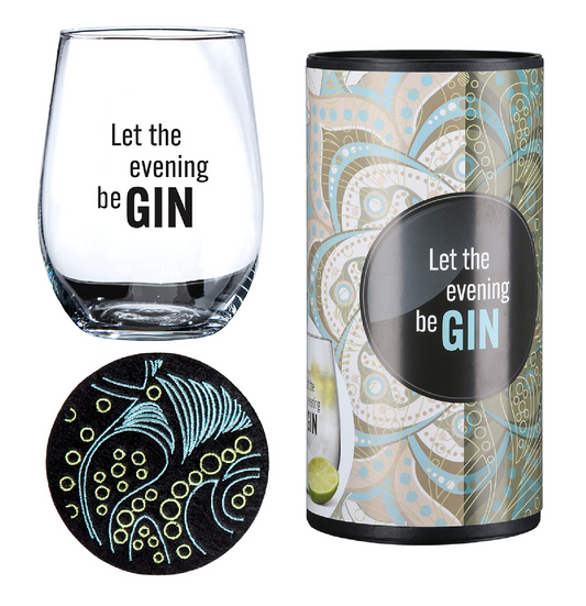 Gin-Glas in Geschenkverpackung "Let the evening beGIN" von Gilde