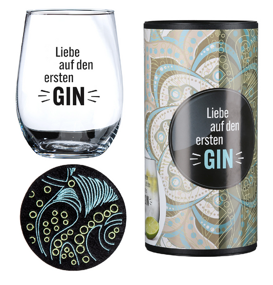 Gin-Glas in Geschenkverpackung "Liebe auf den ersten Gin" von Gilde