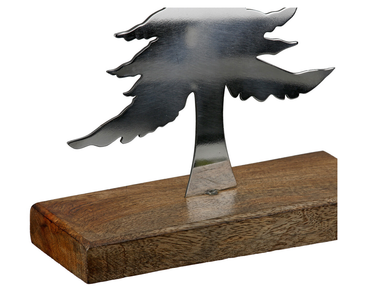 Standrelief Tannenbaum „Bor“ von Gilde – Silberfarbene Weihnachtsdeko aus Stahl