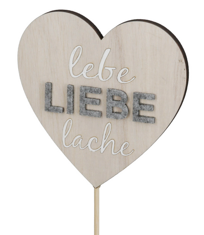 Standrelief Herz " Lebe Liebe Lache " von Gilde Herzaufsteller Geschenk