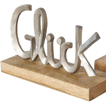 Dekoaufsteller/Schriftzug aus Holz und Aluminium "Glück/Liebe" von Boltze