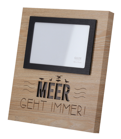 LED-Bilderrahmen aus Holz "Meer geht immer/Moin" von Gilde Maritimer beleuchteter Bilderrahmen