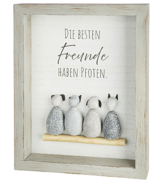 Steinbild rechteckig "Tierliebe" von Gilde Freund haben Pfoten Hund Katze Geschenk Stein in 2 Varianten