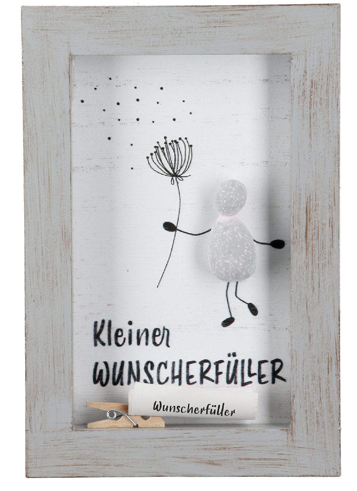 Steinbild rechteckig "Wunscherfüller/Alles Gute/Viel Glück" von Gilde Kleines Geschenk Grußbotschaft mit persönlicher Botschaft