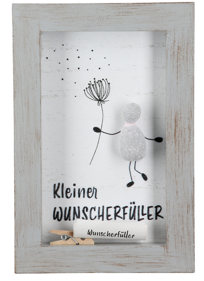 Steinbild rechteckig "Wunscherfüller/Alles Gute/Viel Glück" von Gilde Kleines Geschenk Grußbotschaft mit persönlicher Botschaft