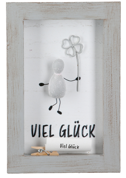 Steinbild rechteckig "Wunscherfüller/Alles Gute/Viel Glück" von Gilde Kleines Geschenk Grußbotschaft mit persönlicher Botschaft