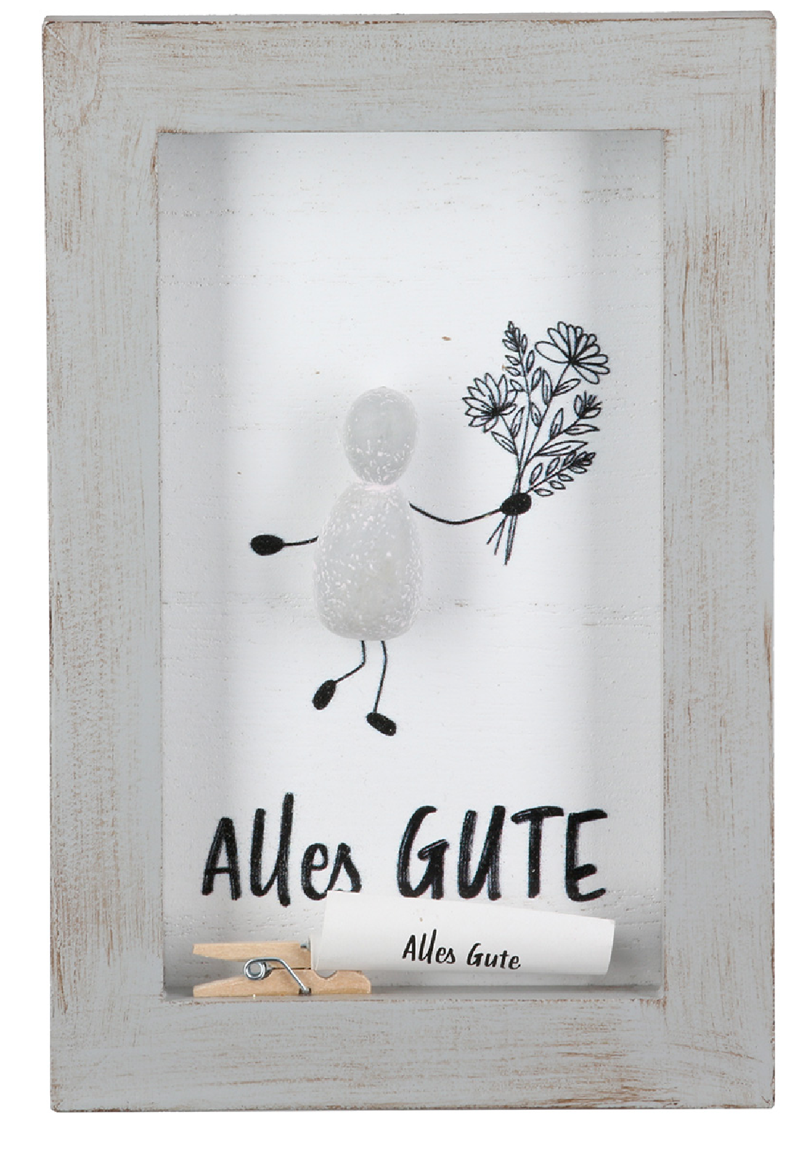 Steinbild rechteckig "Wunscherfüller/Alles Gute/Viel Glück" von Gilde Kleines Geschenk Grußbotschaft mit persönlicher Botschaft