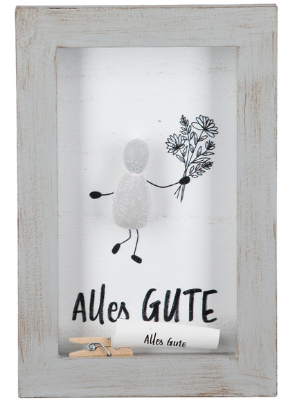 Steinbild rechteckig "Wunscherfüller/Alles Gute/Viel Glück" von Gilde Kleines Geschenk Grußbotschaft mit persönlicher Botschaft