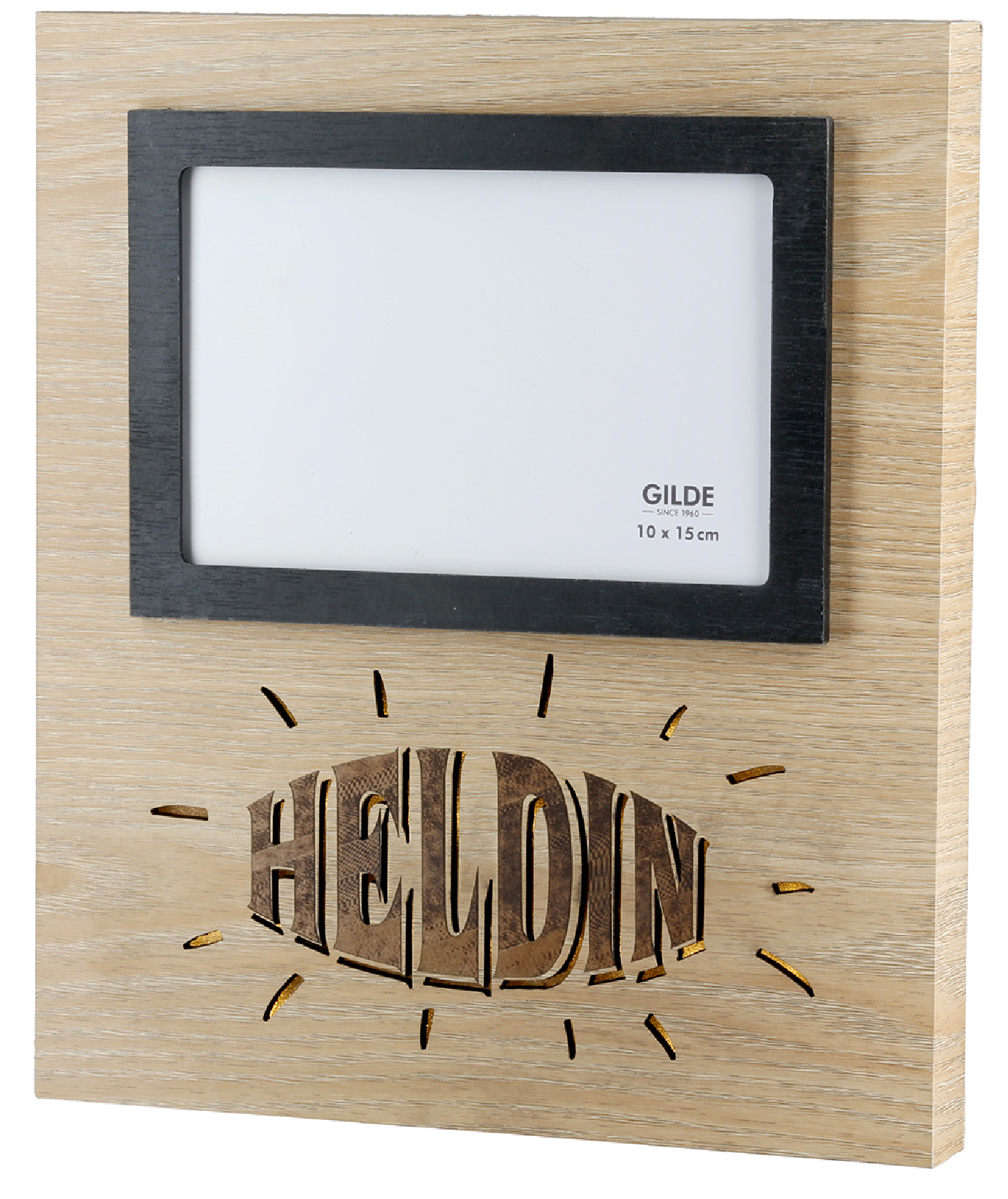 LED-Bilderrahmen aus Holz "Held/Heldin" von Gilde