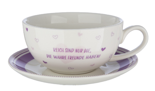 Teekanne mit Tasse und Untertasse  aus Porzellan "Best friends" von Gilde
