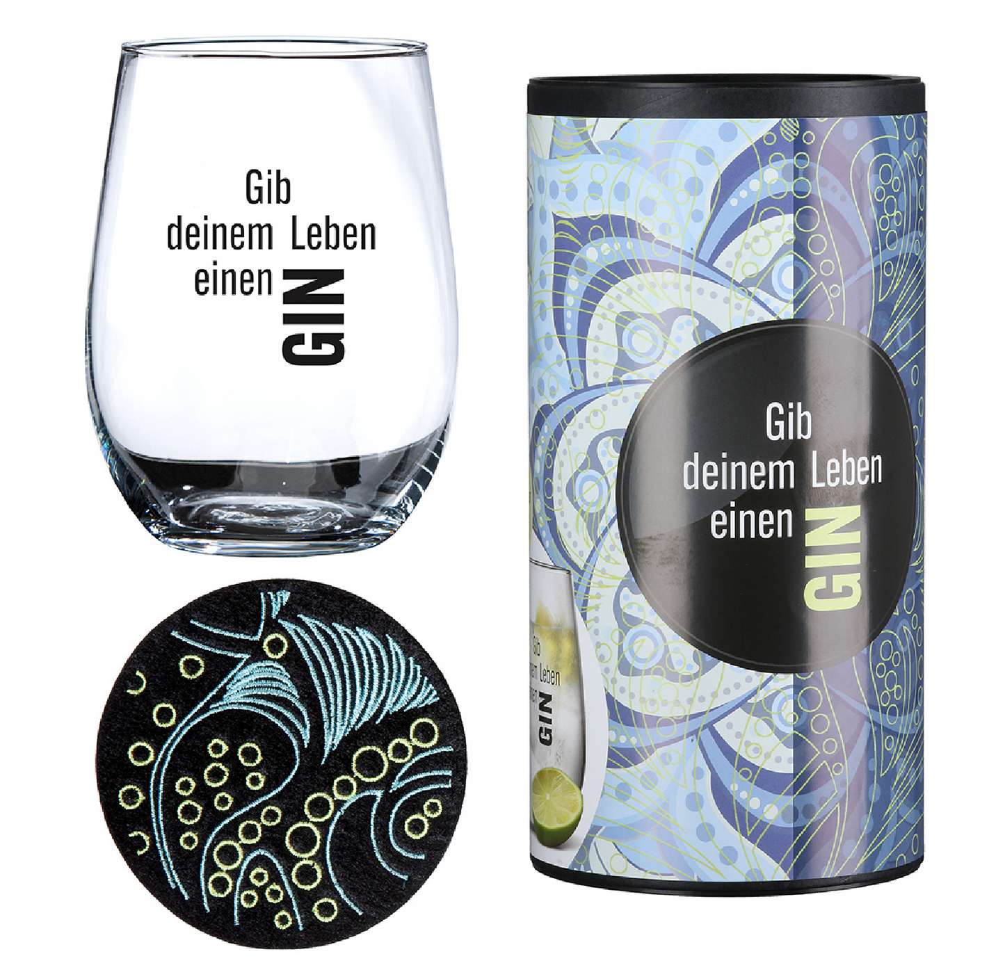 Gin-Glas in Geschenkverpackung "Gib deinem Leben einen Gin" von Gilde