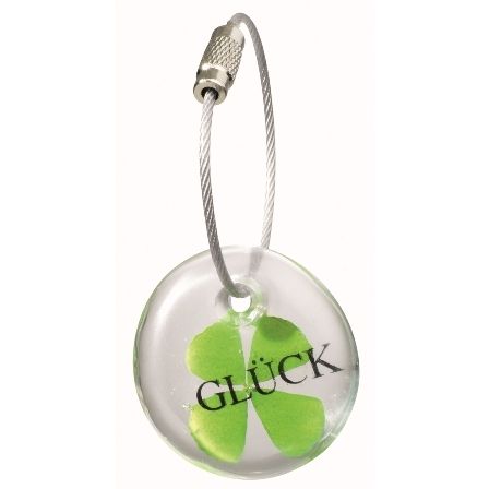 Blumen Schlüsselanhänger „Glück“ aus Glas mit echten Blumen von räder design