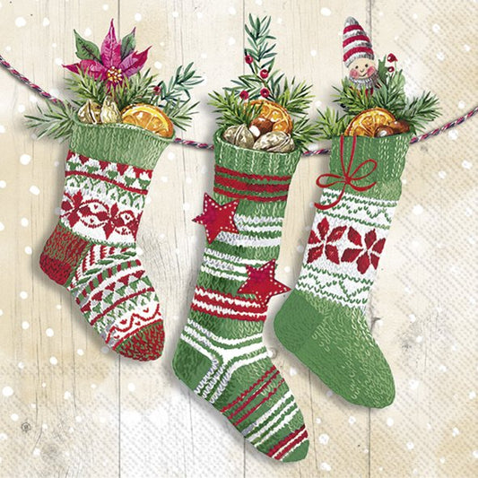 Cocktailservietten 25x25cm " Wollsocken " von ihr - Weihnachten Weihnachtsdekoration