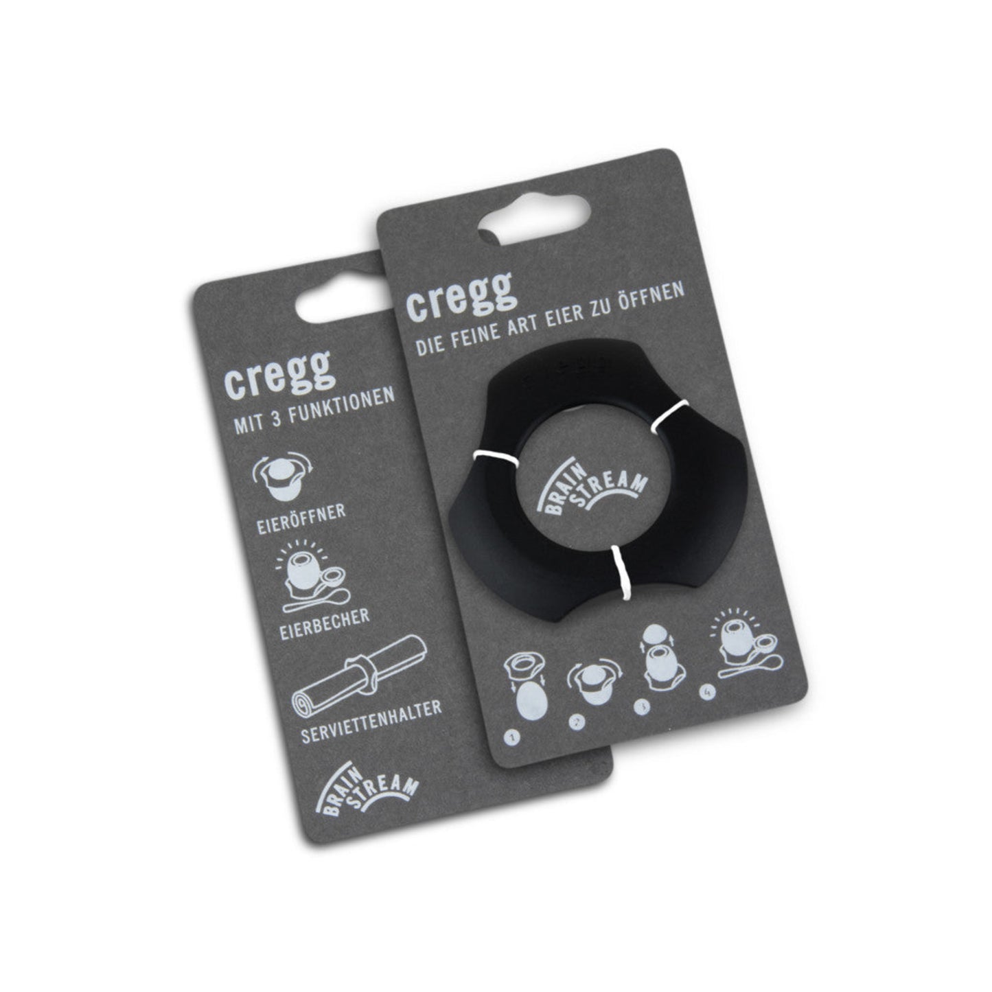cregg in Schwarz -Die feine Art Eier zu öffnen - Eieröffner / Eierbecher / Serviettenhalter von Brainstream