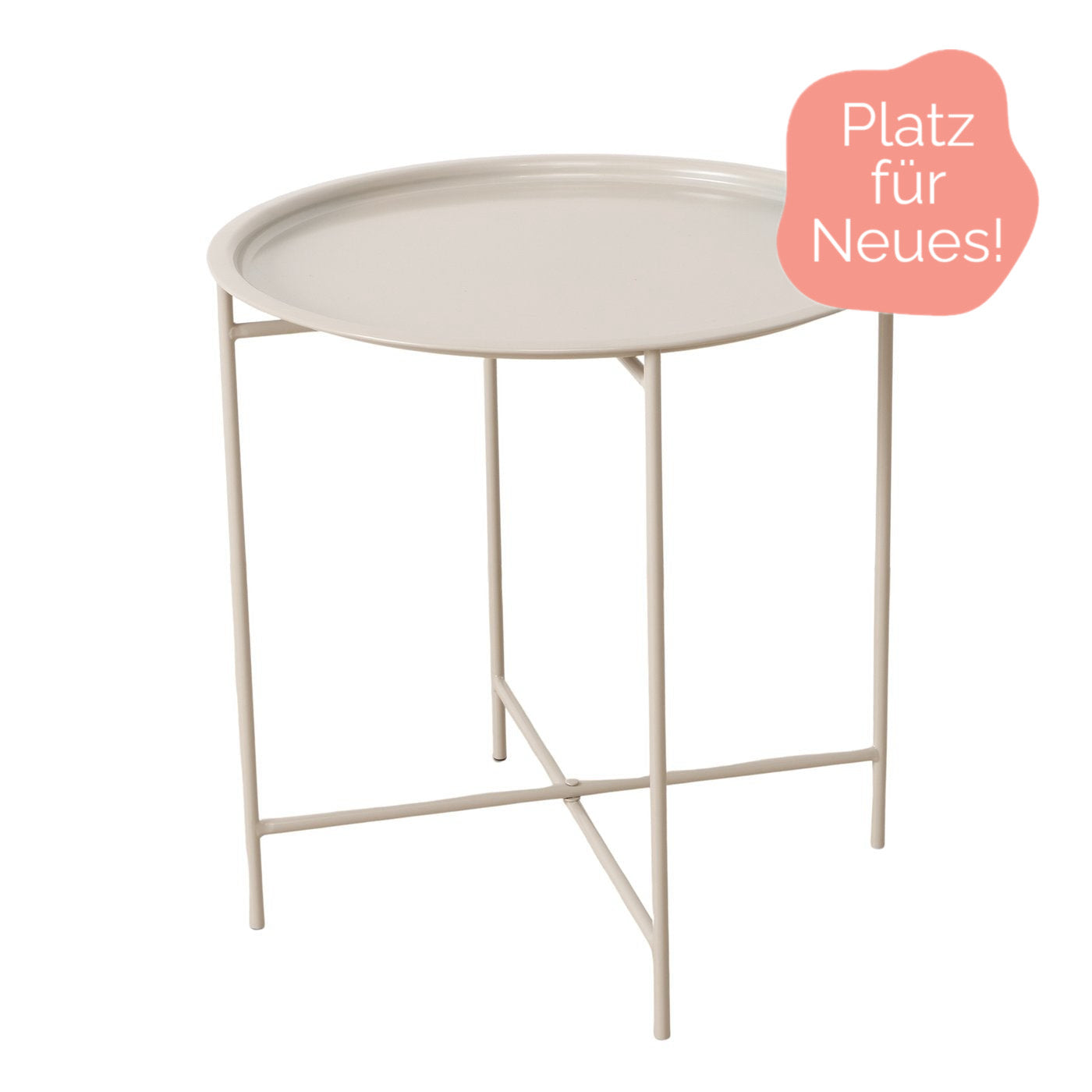 Tray table/side table made of metal, plain beige, 46 cm by Boltze