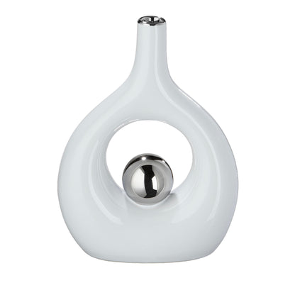 Ausgefallene Vase aus Keramik mit Silberkugel von Gilde