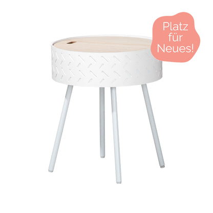 Side table round Storage made of metal by Gilde - Scandinavian timeless wood and metal small table