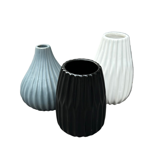 Porcelain vase grey/black/white by Boltze - flower decoration modern