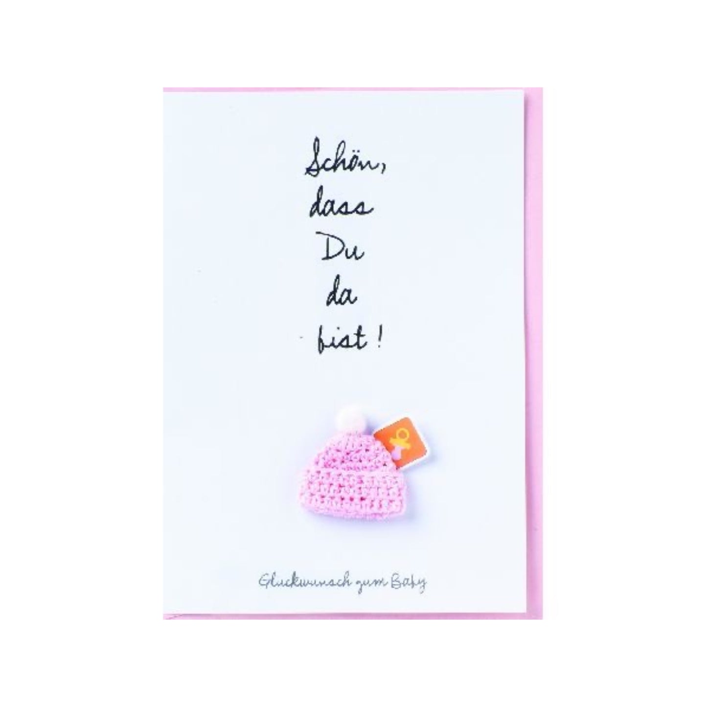 Karte zur Geburt rosa/Mädchen "Schön dass du da bist" von räder design - Geschenk zur Geburt