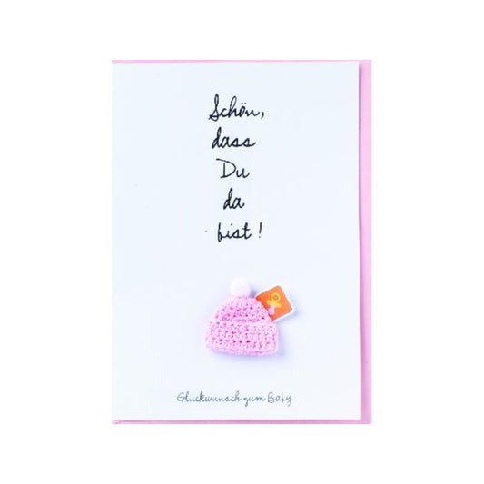 Karte zur Geburt rosa/Mädchen "Schön dass du da bist" von räder design - Geschenk zur Geburt
