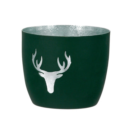 Windlicht „Hirschkopf“ von Gilde – Metall-Windlicht mit Hirschmotiv Ø 10 cm