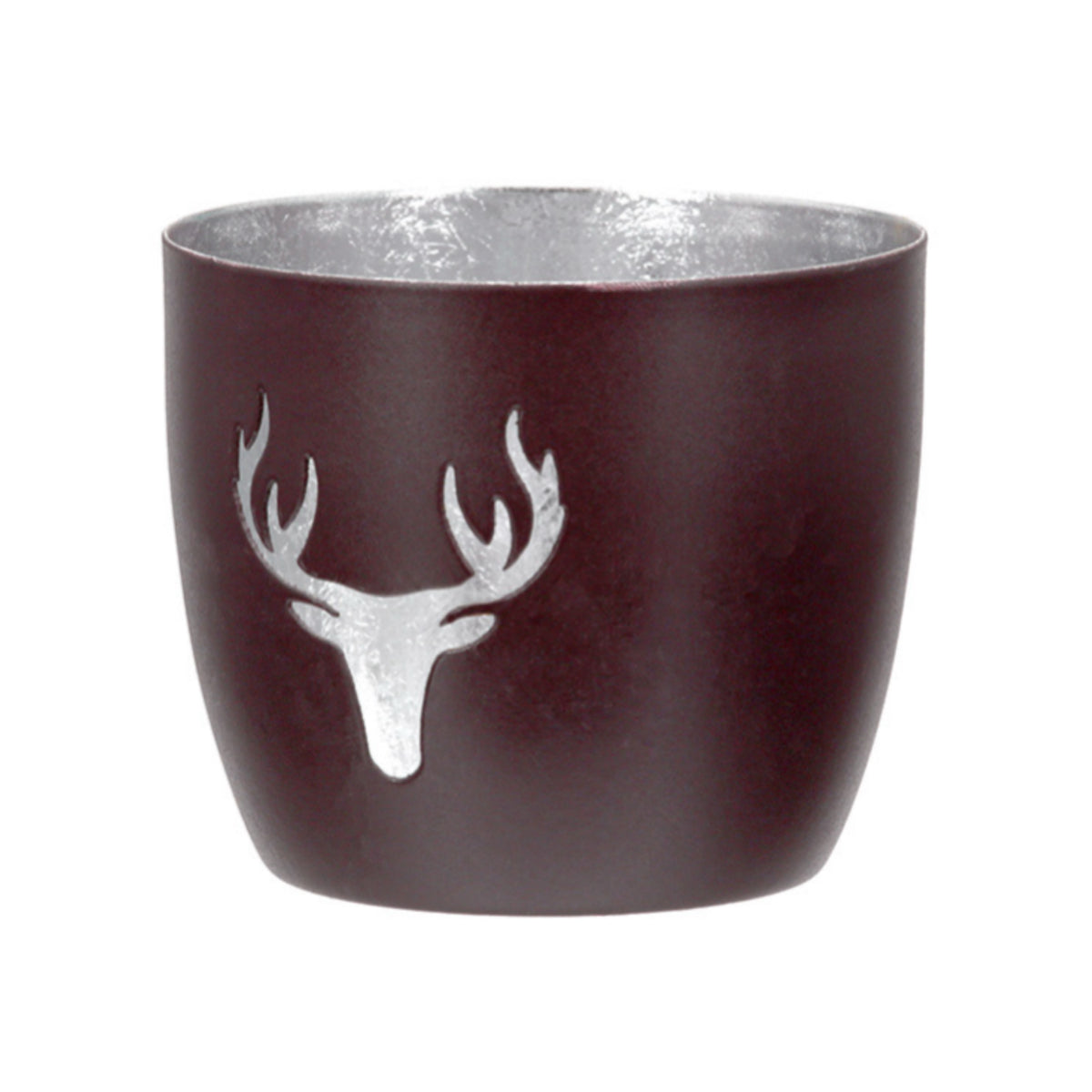 Windlicht „Hirschkopf“ von Gilde – Metall-Windlicht mit Hirschmotiv Ø 10 cm
