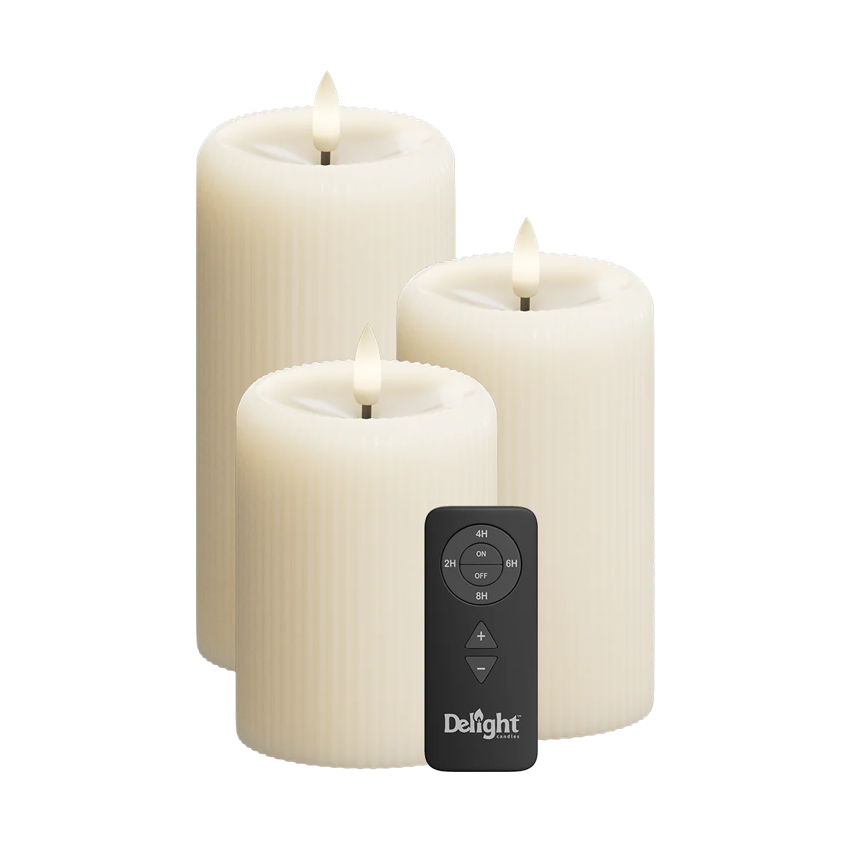 LED Stumpenkerzen „Sand Stripe“ 3er Set – Delight Candles mit Fernbedienung von Deluxe Homeart