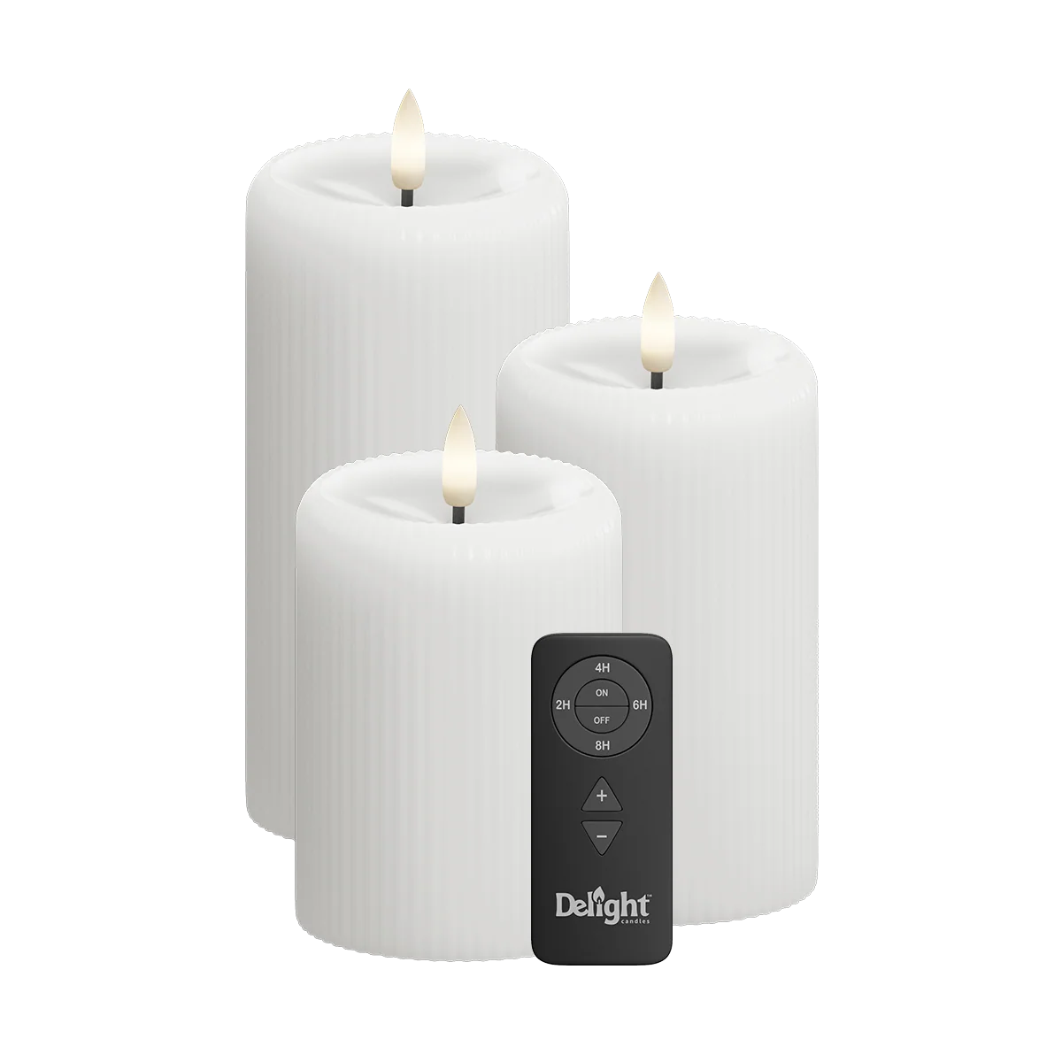 LED Stumpenkerzen Weiß 3er Set – Delight Candles mit Fernbedienung von Deluxe Homeart