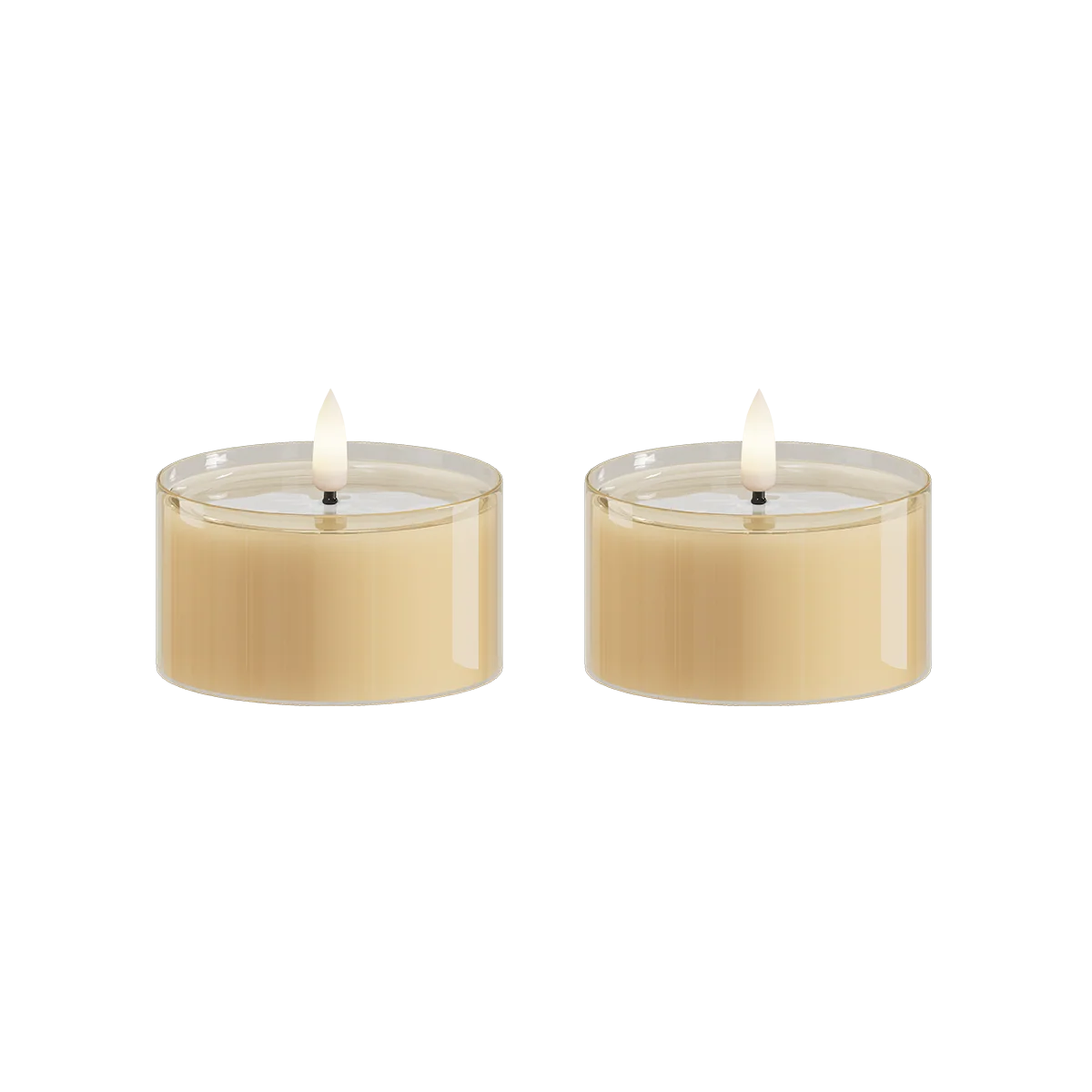 Maxi LED Teelicht im Glas bernsteinfarben – 2er Set Deluxe Homeart Delight Candles