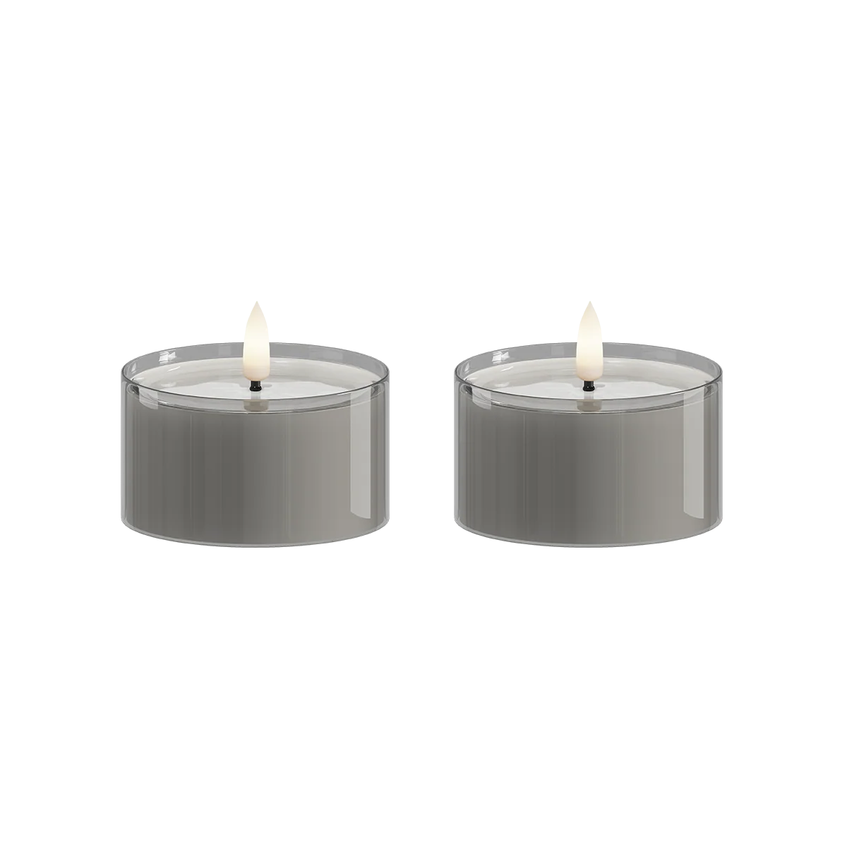 Maxi LED Teelicht im Glas grau – 2er Set Delight Candles von Deluxe Homeart