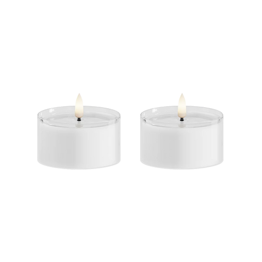 Maxi LED Teelicht im Glas weiß – 2er Set Delight Candles von Deluxe Homeart