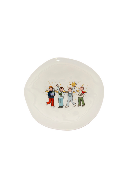 Teller (klein) aus Porzellan " Himmlische Brüder " von räder design - Weihnachten Weihnachtsdekoration