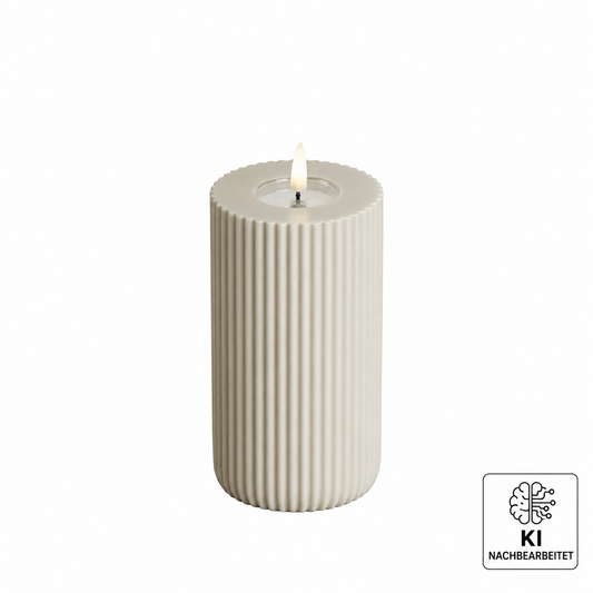 Unique Solid Stripe Rillenkerze 8 * 15 cm in Sand von deluxe Homeart / Unique - Qualität aus Dänemark