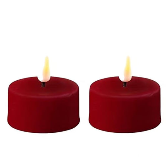 Bordeaux Rote LED Teelichter 2 Set von Deluxe Homeart - LED Kerzen aus Dänemark Setpreis