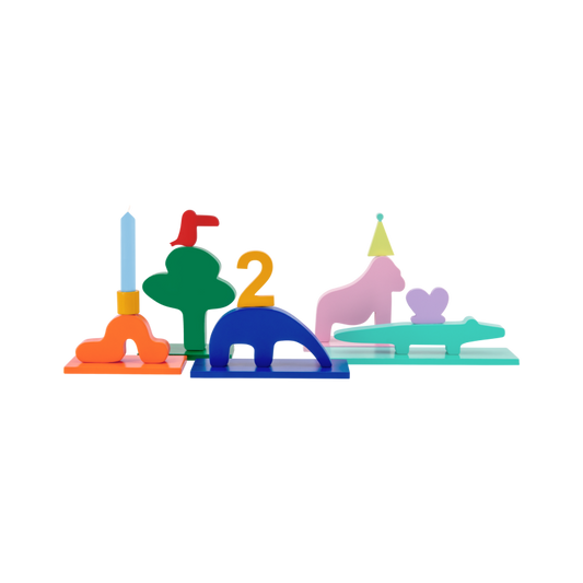 Geburtstagszug Animals von Remember aus Holz Tiere Farbenfroh mit Zahlen zum stecken