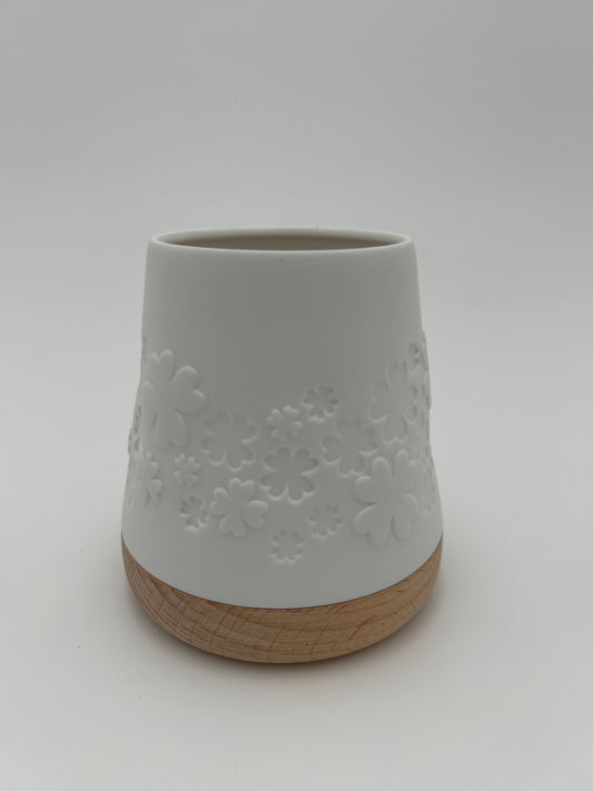 Windlicht Kleeblätter Porzellan & Holz von räder design Neuheit 2026 - D.10cm H.10,5cm