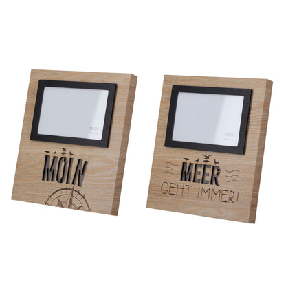 LED-Bilderrahmen aus Holz "Meer geht immer/Moin" von Gilde Maritimer beleuchteter Bilderrahmen