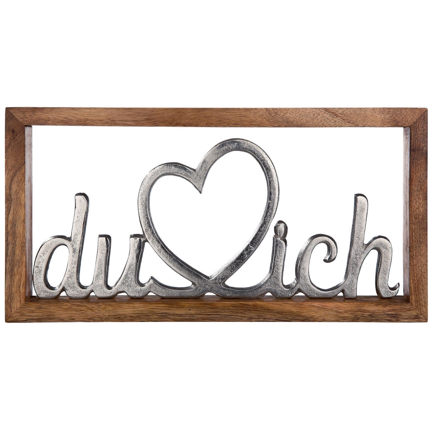 Wandrelief "Du & Ich" aus Mangoholz und Aluminium von Gilde - Hochzeit Liebe Geschenk