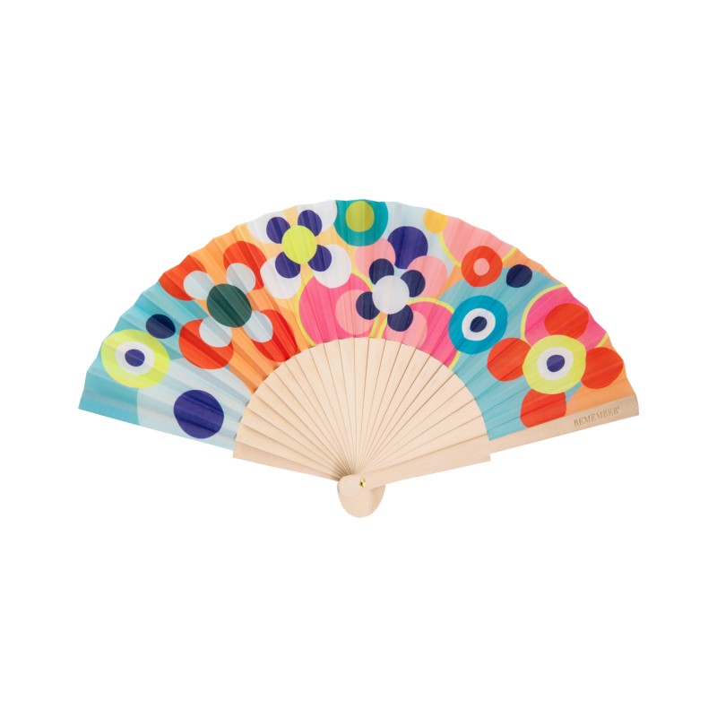 Handfächer Sushi von Remember Retro Fächer mit Blumen und Farbenfroh