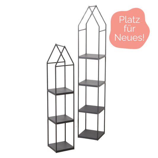 Shelf set made of black metal roof shape 2 pieces 109-146 cm by Boltze - modern decoration Sepreis