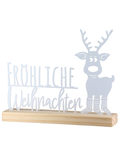Standrelief „Rentier Ole“ von Gilde – Rentier Deko mit Schriftzug „Fröhliche Weihnachten“