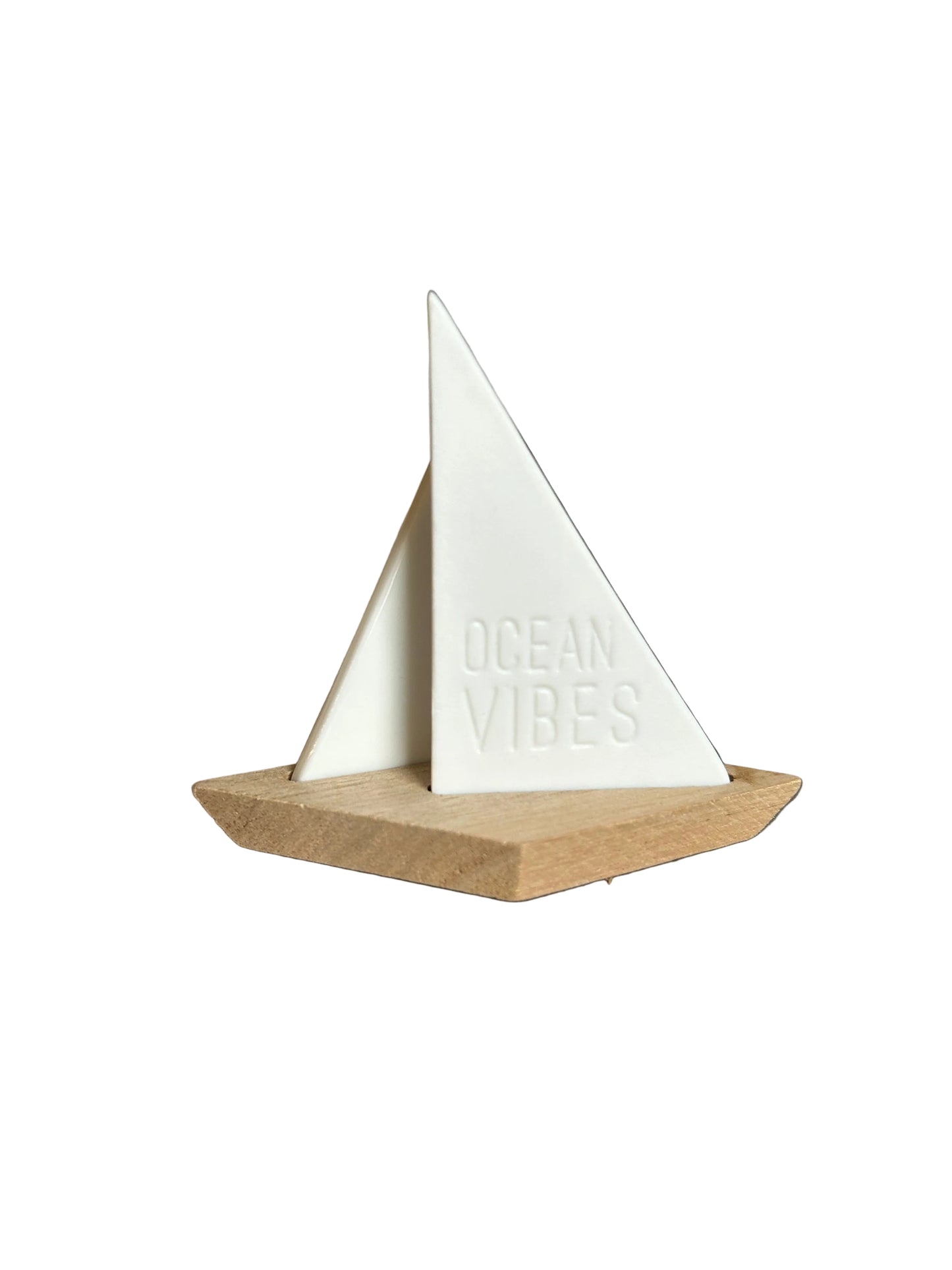 Meeresgruß Ocean vibes Maritime Deko Segelschiff Porzellan & Holz aus der Kollektion 2026 von räder design 8,1x3,9x6,9cm