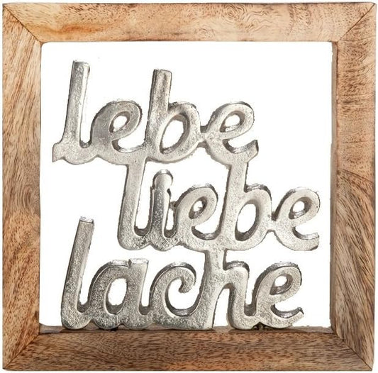 Wandrelief Wandbild Bild Lebe, Liebe, Lache aus Holz und Aluminium von Gilde