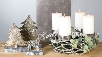 Adventsleuchter Twigs Rund Silber von Gilde – Moderner Adventskranz aus Aluminium Ø 37 cm